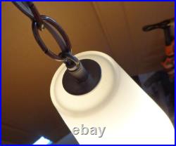 Vintage MCM Pendant Ceiling Light Lamp Fixture Frosted Glass Shade