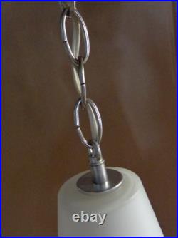 Vintage MCM Pendant Ceiling Light Lamp Fixture Frosted Glass Shade