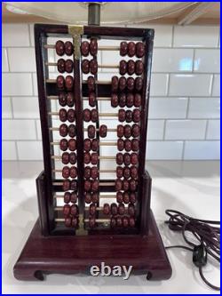 Vintage MID Century Chinese Rosewood Abacus Lamp Fully Original Fittings