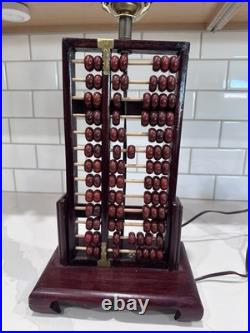 Vintage MID Century Chinese Rosewood Abacus Lamp Fully Original Fittings