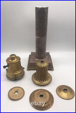 Vintage Marble And Brass Table Lamp With Porcelain Socket. Parts