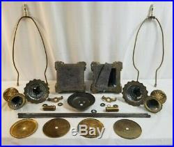 Vintage Metal Cast CHERUB Lamp Parts Lot w CHERUBS, Bases, Rods, Finials 2 Lamps