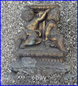 Vintage Metal Table Lamp with Cherubs Parts As Is, for restoration