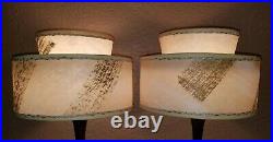 Vintage Mid Century Fiberglass 2 Tier Clip On Boudoir Table Lamp Shades Parts