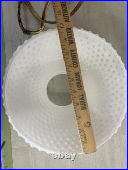 Vintage Milk Glass Hobnail Hanging Hurricane Swag Parlor Lamp Project for Parts