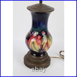 Vintage Moorcroft Lamp With Brass Fittings & Colorful Fruit Design