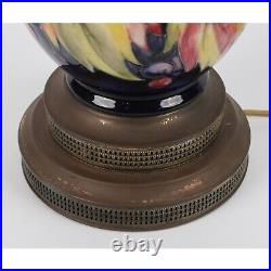 Vintage Moorcroft Lamp With Brass Fittings & Colorful Fruit Design
