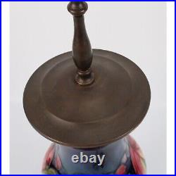 Vintage Moorcroft Lamp With Brass Fittings & Colorful Fruit Design