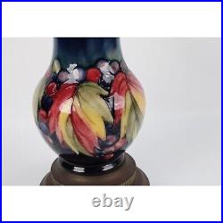 Vintage Moorcroft Lamp With Brass Fittings & Colorful Fruit Design