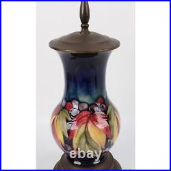 Vintage Moorcroft Lamp With Brass Fittings & Colorful Fruit Design