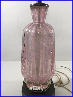 Vintage Murano Glass Light Pink Lamp Silver Specks Beautiful Must See