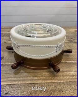 Vintage Nautical Ships Wheel Ceiling MCM Light Fixture Maritime Parts/Repair