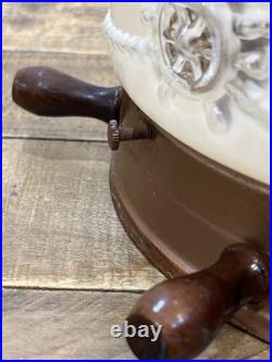 Vintage Nautical Ships Wheel Ceiling MCM Light Fixture Maritime Parts/Repair