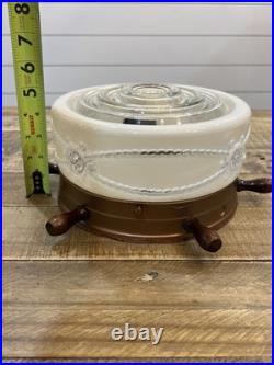 Vintage Nautical Ships Wheel Ceiling MCM Light Fixture Maritime Parts/Repair