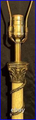 Vintage Neoclassical Corinthian Capital Brass Column Sarreid LTD Table Lamp