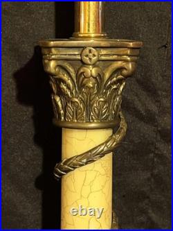 Vintage Neoclassical Corinthian Capital Brass Column Sarreid LTD Table Lamp