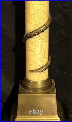 Vintage Neoclassical Corinthian Capital Brass Column Sarreid LTD Table Lamp
