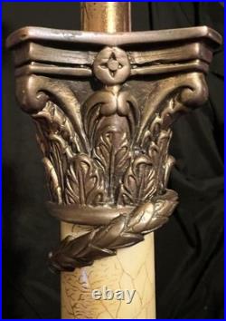 Vintage Neoclassical Corinthian Capital Brass Column Sarreid LTD Table Lamp