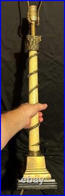 Vintage Neoclassical Corinthian Capital Brass Column Sarreid LTD Table Lamp