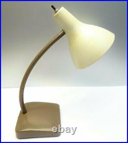 Vintage Old Adjustable Neck Metal Desk Brown White Lamp Wall Hanging Light Parts