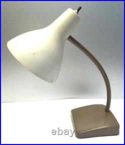 Vintage Old Adjustable Neck Metal Desk Brown White Lamp Wall Hanging Light Parts