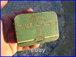Vintage Original Ford auto Emergency kit Can box bulb fuse accessory tool kit