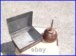 Vintage Original Oil can auto accessory Marked Ford vintage Emergency kit box 38