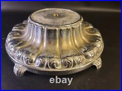Vintage Ornate Metal Lamp Base Decorative Restoration Parts Silver Brass 8E