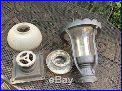 Vintage Outdoor Pillar Stanchion Gas Lamp For Restoration Or Parts