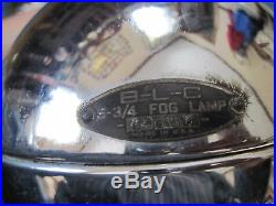 Vintage PAIR B-L-C 2002-C 5-3/4 FOG Light LAMP Brass Tag nice chrome