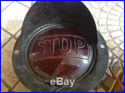 Vintage PAIR stop Lamps FLASH-O-LITE B-10130 early truck auto LIGHT Glass LENS