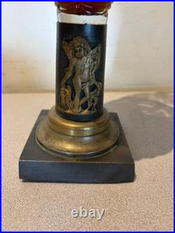 Vintage P&A Dorset Amber Glass Kerosene Lantern Lamp Brass angel metal base rare