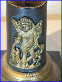 Vintage P&A Dorset Amber Glass Kerosene Lantern Lamp Brass angel metal base rare