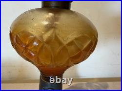 Vintage P&A Dorset Amber Glass Kerosene Lantern Lamp Brass angel metal base rare