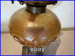 Vintage P&A Dorset Amber Glass Kerosene Lantern Lamp Brass angel metal base rare