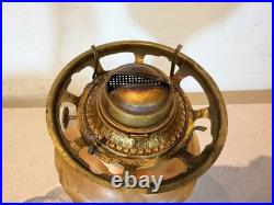 Vintage P&A Dorset Amber Glass Kerosene Lantern Lamp Brass angel metal base rare