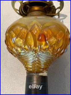 Vintage P&A Dorset Amber Glass Kerosene Lantern Lamp Brass angel metal base rare