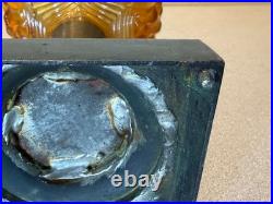 Vintage P&A Dorset Amber Glass Kerosene Lantern Lamp Brass angel metal base rare