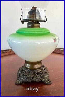 Vintage P & A Oil Lamp Hand Painted Rose Base