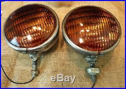 Vintage Pair Amber Dietz 9-51 Fire, Police tractor Chrome working Lamps no dents