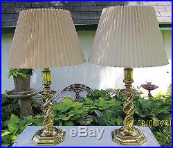 Vintage Pair Of Stiffel Table Lamps Model 5340 With Stiffel Shades Mint
