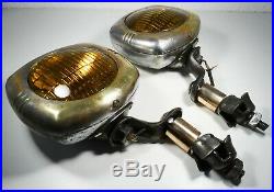 Vintage Pair Of Us Pioneer 45 Accessory Fog Lights 6 Volt Chrome / Amber