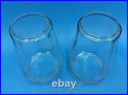 Vintage Pair Used Unbranded Clear Glass Tubular Barn Shades Lamp Globes Parts
