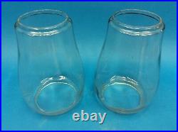 Vintage Pair Used Unbranded Clear Glass Tubular Barn Shades Lamp Globes Parts