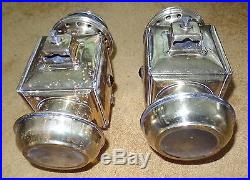 Vintage Pair of Gray & Davis Automotive Brass Lamps Very Nice Condition