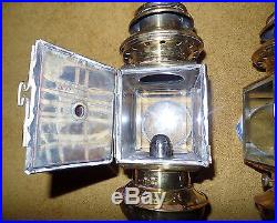 Vintage Pair of Gray & Davis Automotive Brass Lamps Very Nice Condition