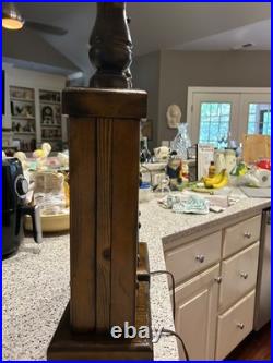 Vintage Pair of Lamps Naturalist Rustic. Solid Wood and Brass Fittings Turned