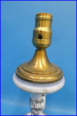 Vintage Porcelain Brass Decorative Table Lamp Light Lighting Painted Tree Parts