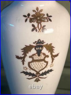 Vintage Porcelain Pottery Vase Urn Brass Bronze Mounted Lamp Base Light Fixture