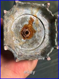 Vintage Porcelain Pottery Vase Urn Brass Bronze Mounted Lamp Base Light Fixture